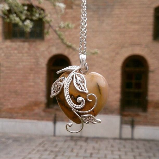 گردنبند قلب حجیم با زنجیر