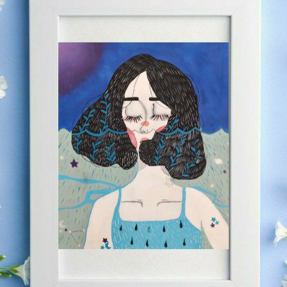 تابلوی کار شده با رنگ اکرولیک 