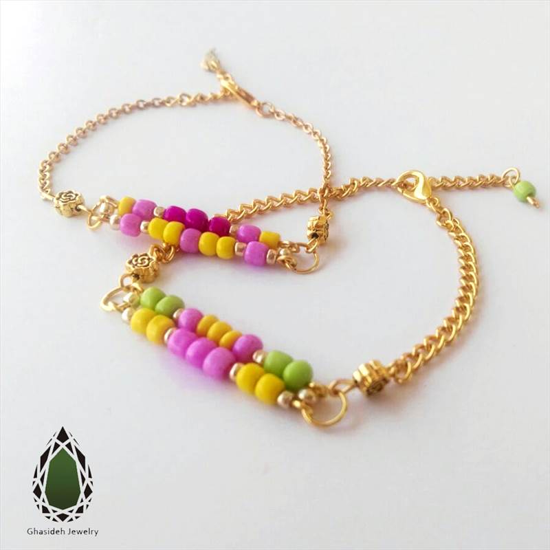 دستبند استیل طلایی جفتی